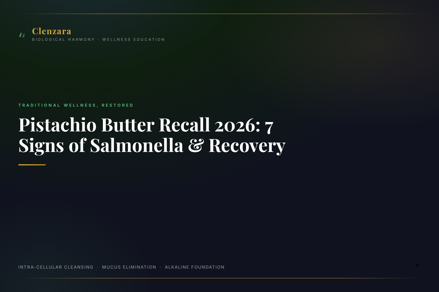 Pistachio Butter Salmonella Recall Wellness — Clenzara Traditional Wellness Guide